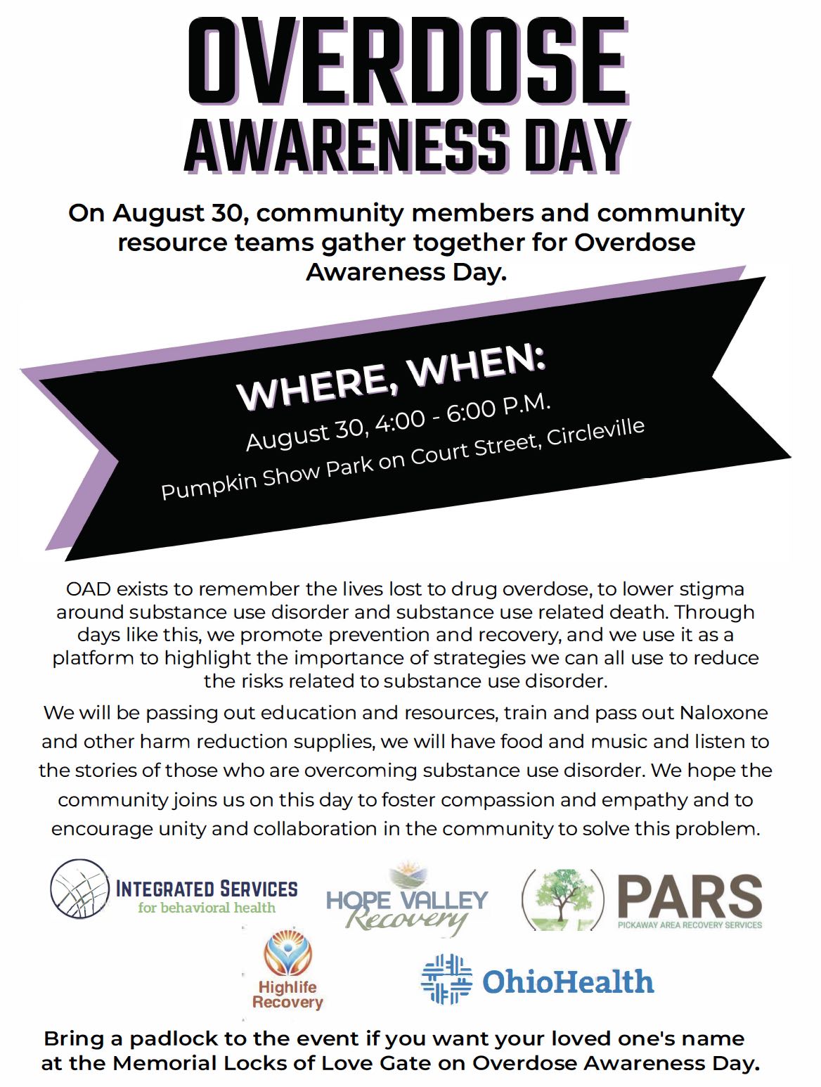 Overdose Awareness Day 2023 flyer