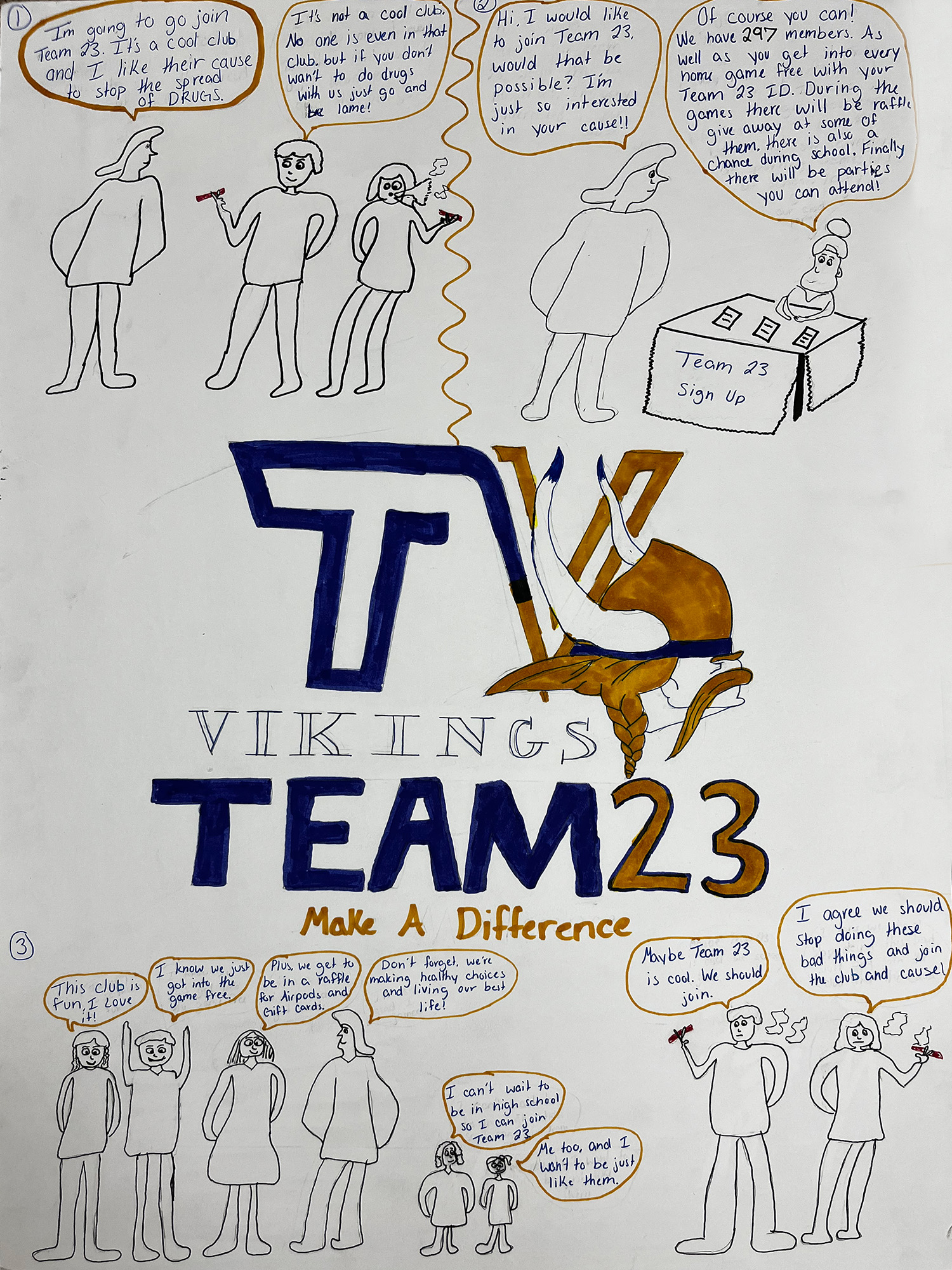 Teays Valley Vikings - Make a difference cartoon artwork